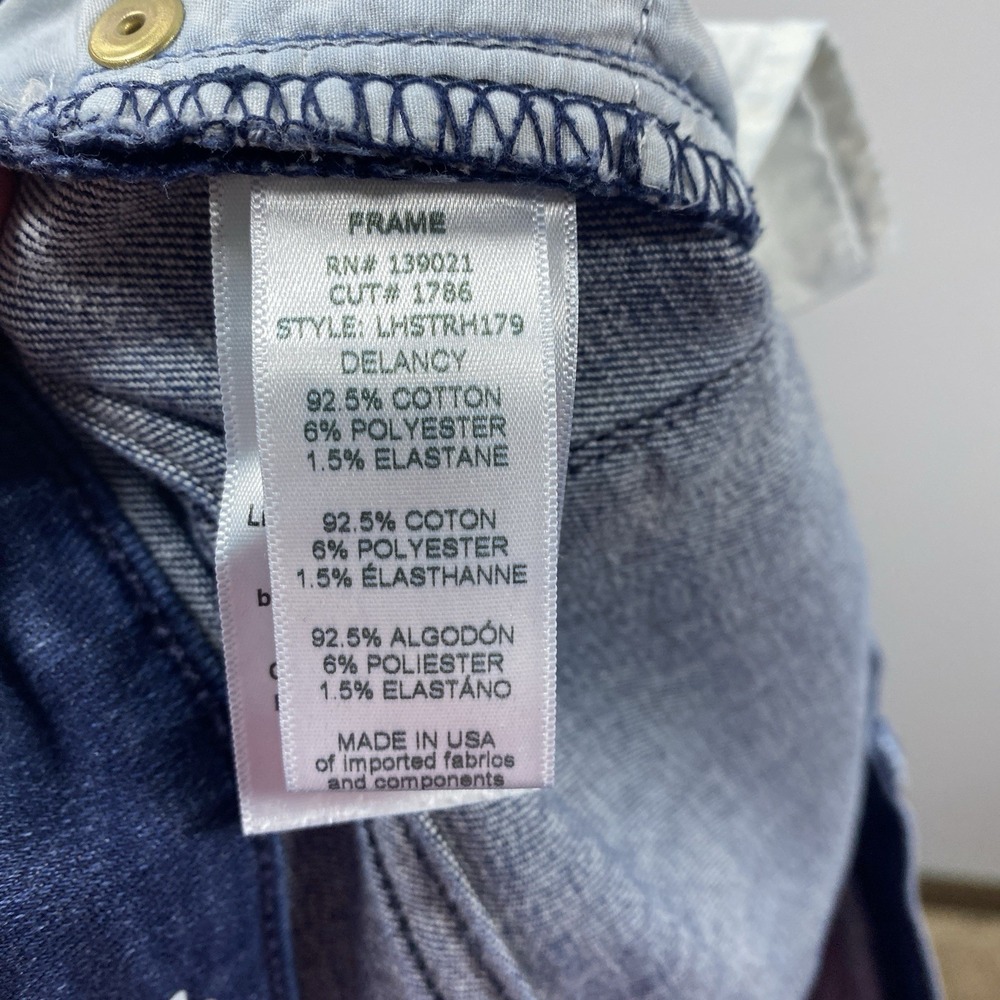 Frame Le High Straight Jeans Womens 31 Blue Delancy Raw Hem Casual Classic - Picture 8 of 8